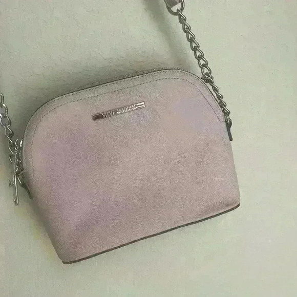 Steve Madden Vegan Leather Cross Body Bag silver Chain Detail Strap - Picture 2 of 7